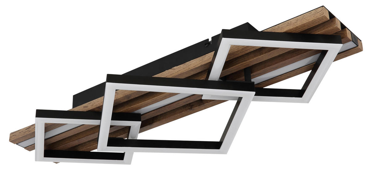 GLOBO LED-Deckenleuchte OBRIEN 67344D2 Opal mattschwarz MDF Kunststoff Metall B/H/L: ca. 61x9,5x31 cm 1 Brennstellen OBRIEN - Opal/mattschwarz (31,00/61,00/9,50cm) - GLOBO