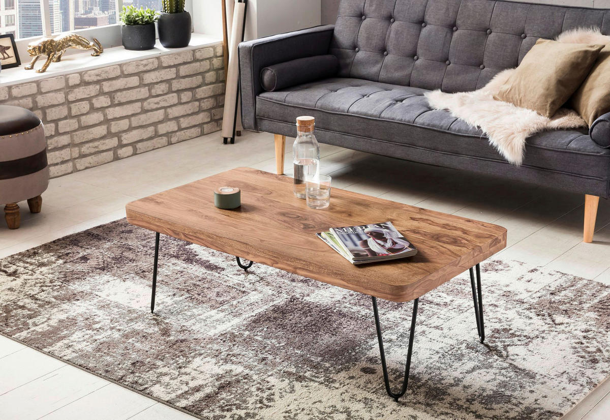Couchtisch natur schwarz B/H/T: ca. 115x40x60 cm Couchtisch - natur/schwarz (115,00/40,00/60,00cm) - Wohnling