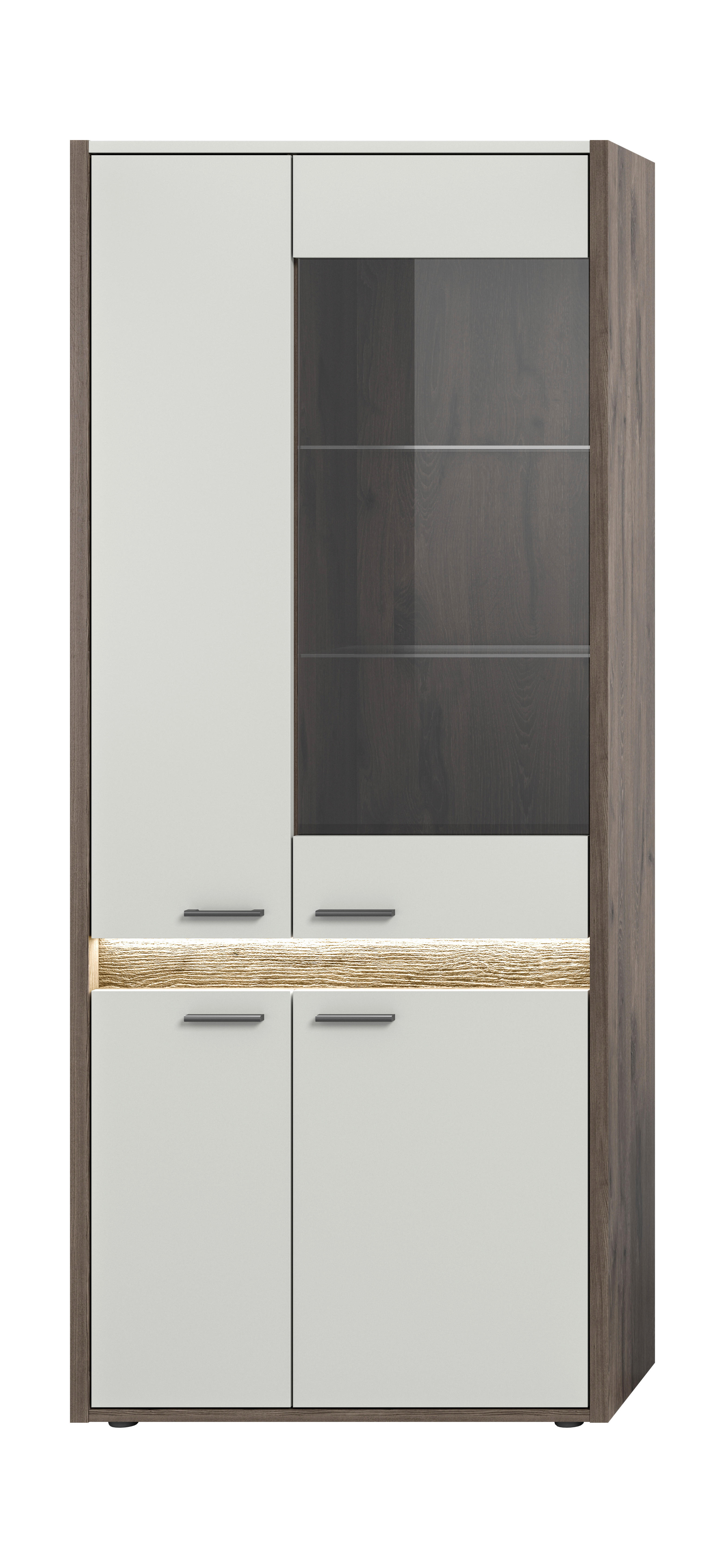 Vitrine Falcona Nox Oak Nachbildung hellgrau B/H/T: ca. 82x198x37 cm Falcona - hellgrau (82,00/198,00/37,00cm) - xonox.home