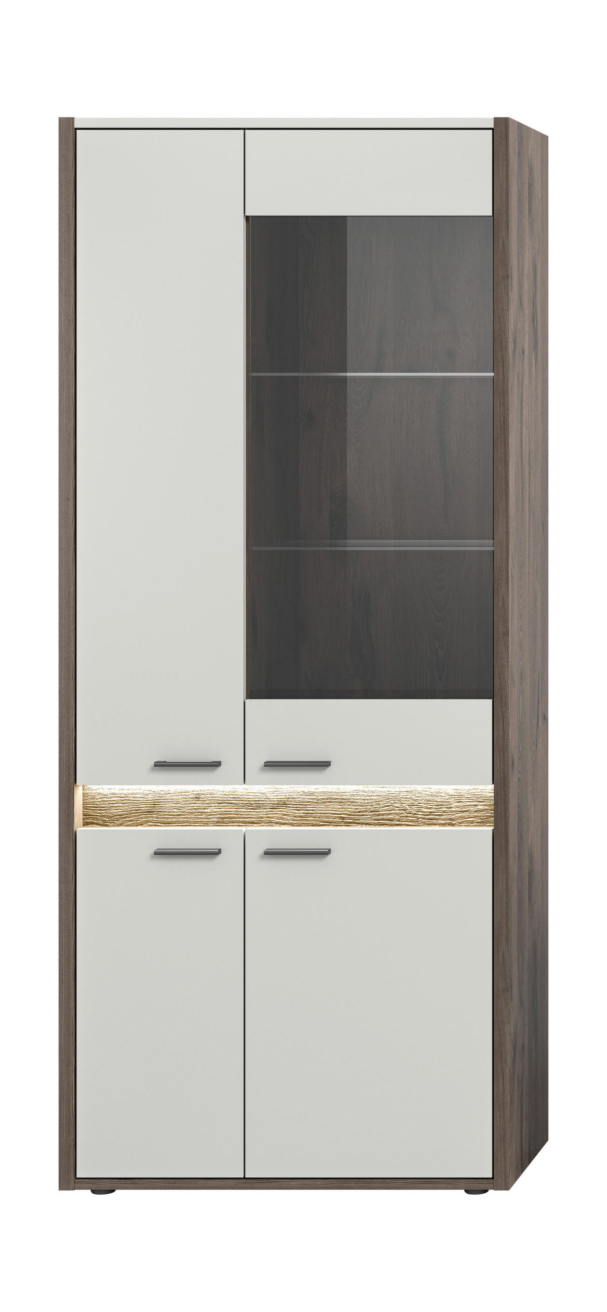 Vitrine Falcona Nox Oak Nachbildung hellgrau B/H/T: ca. 82x198x37 cm Falcona - hellgrau (82,00/198,00/37,00cm) - xonox.home