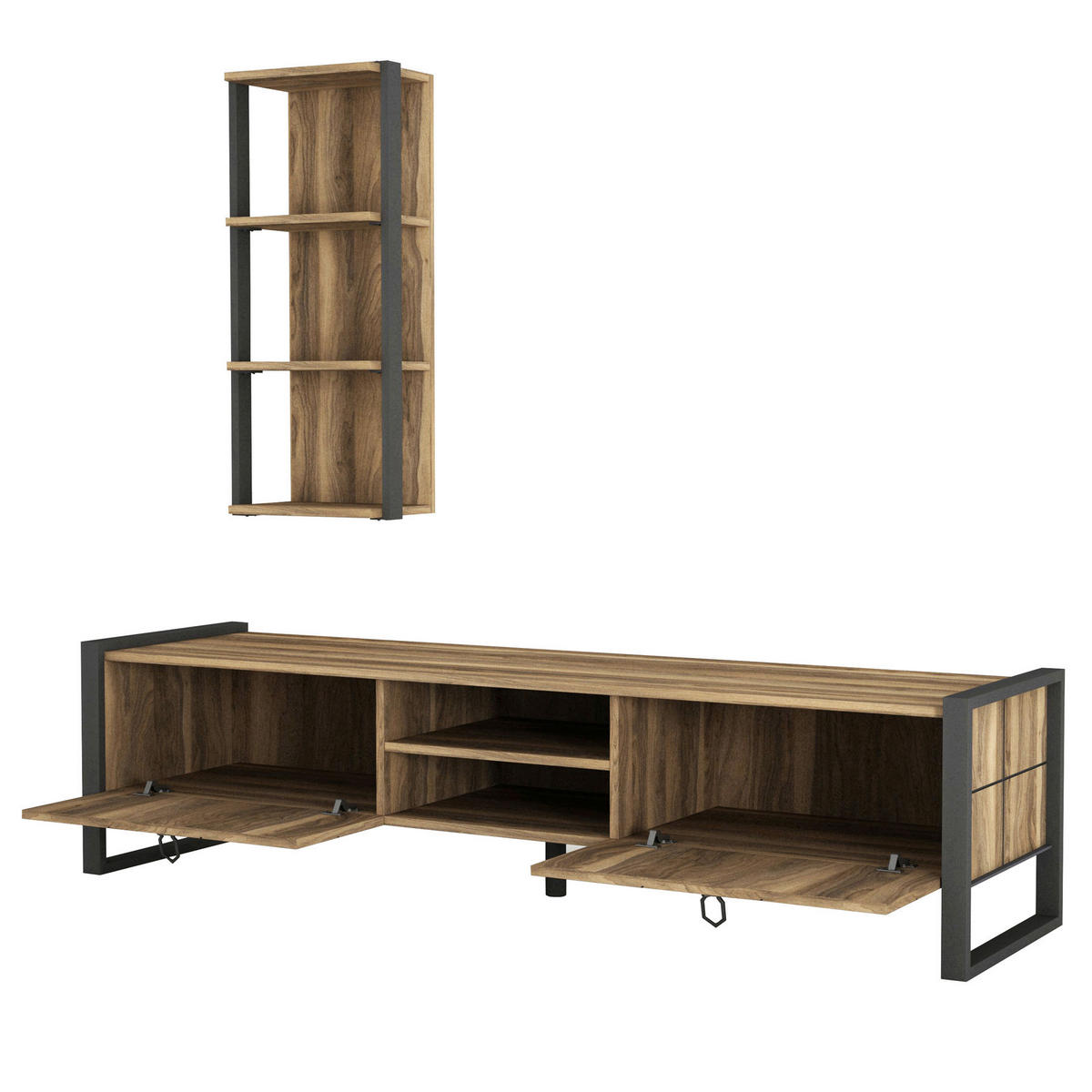 Wohnwand Lost walnuss Nachbildung B/H/T: ca. 184,5x45x34 cm Lost - walnuss (184,50/45,00/34,00cm) - moebel17