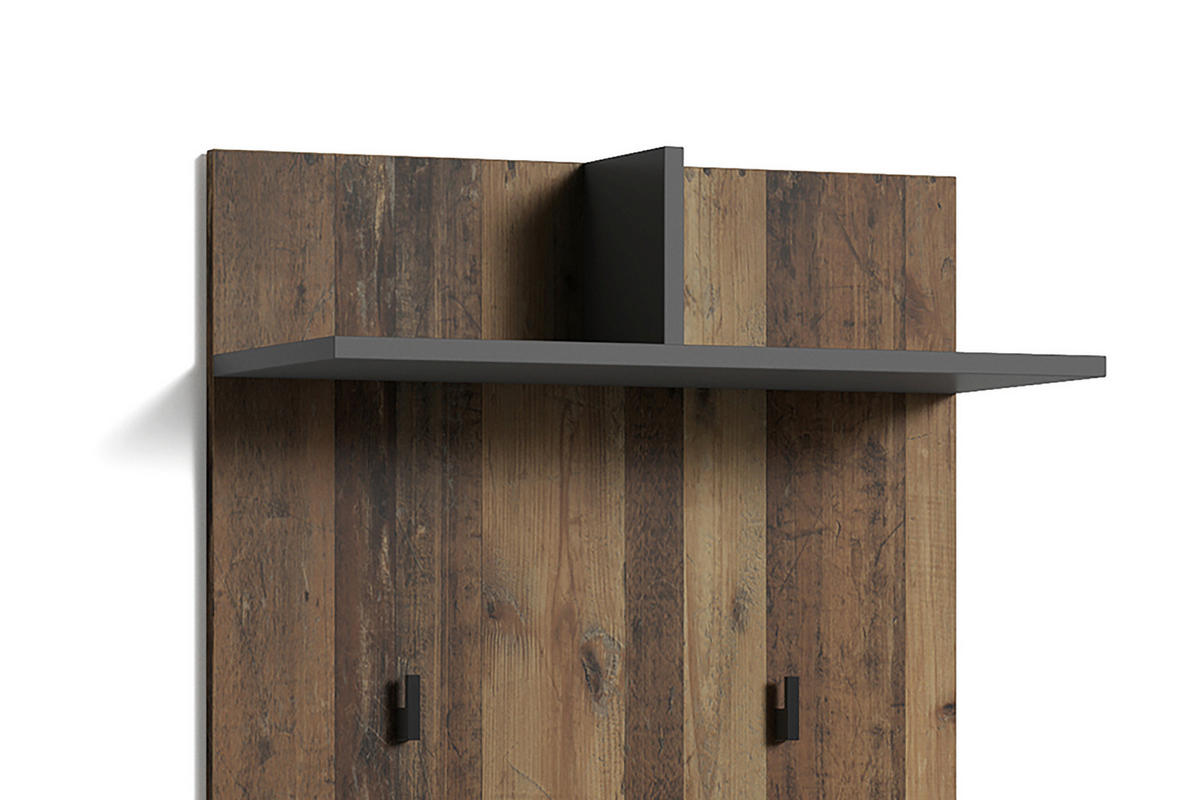 Wandpaneel BEN Eiche Old Wood Nachbildung anthrazit B/H/T: ca. 60x136x27 cm BEN - Eiche/anthrazit (60,00/136,00/27,00cm) - byLIVING