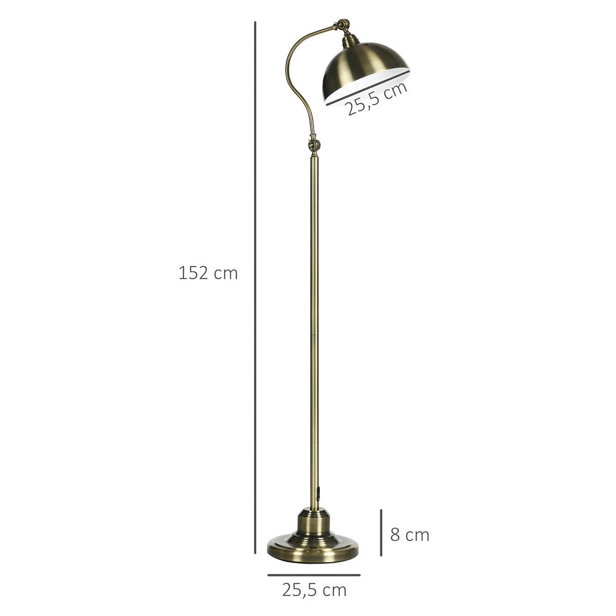 HOMCOM Stehleuchte bronze Metall B/H/T: ca. 25,5x152x42 cm Stehleuchte B31-316 - bronze (25,50/152,00/42,00cm) - HOMCOM