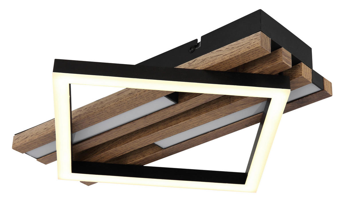 GLOBO LED-Deckenleuchte OBRIEN 67344D mattschwarz Opal Metall MDF Kunststoff B/H/L: ca. 33x7,5x31 cm 1 Brennstellen OBRIEN - Opal/mattschwarz (31,00/33,00/7,50cm) - GLOBO