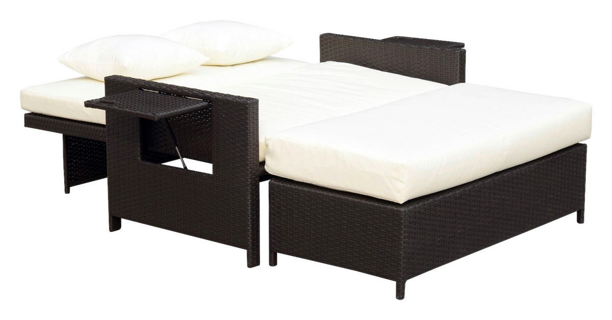 Outsunny Lounge-Sof dunkelbraun Polyrattan B/H/L: ca. 72x96x130 cm Lounge-Sofa - dunkelbraun/creme (130,00/72,00/96,00cm) - Outsunny