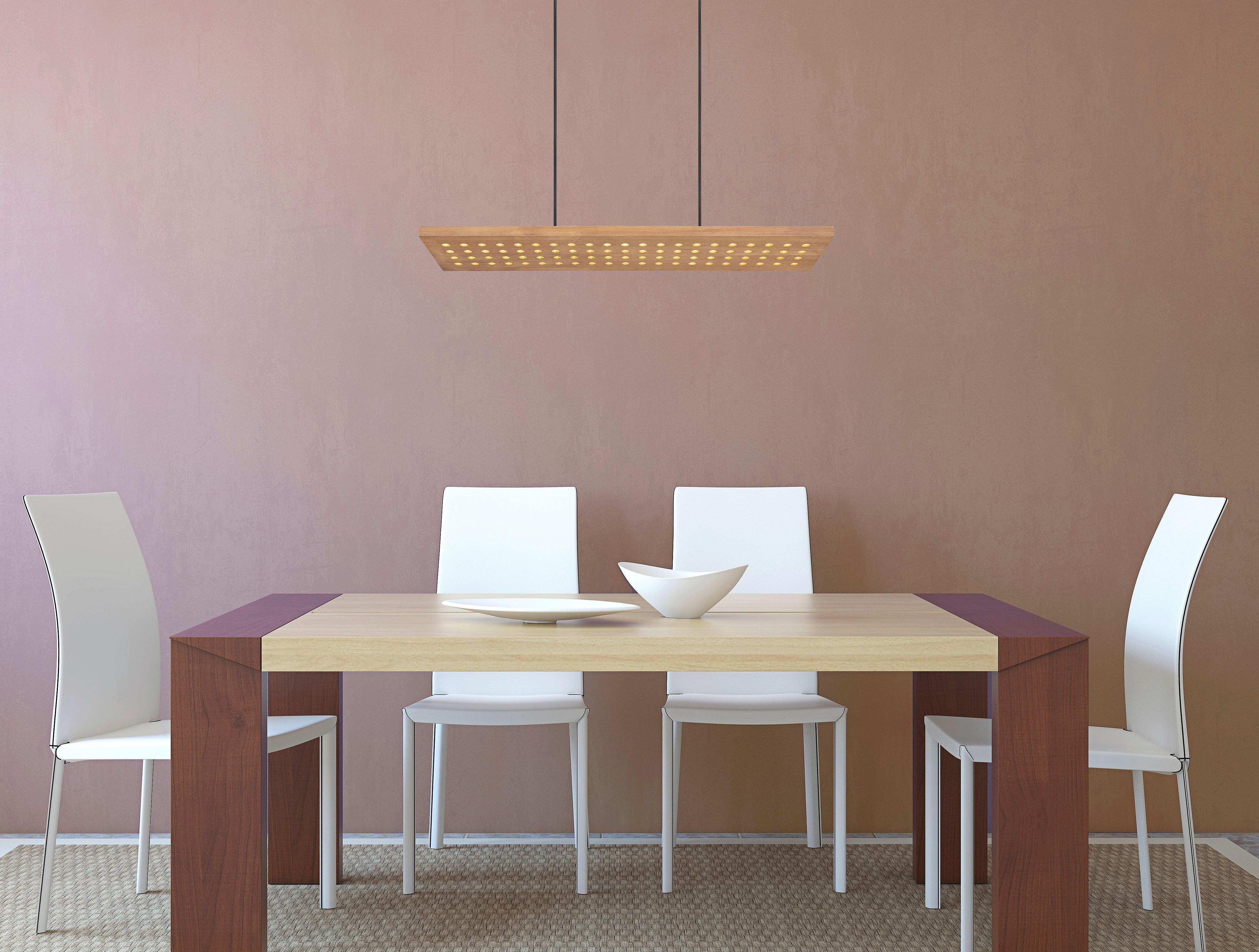 GLOBO LED-Pendelleuchte DOLORES 15770H dunkelbraun mattschwarz Holz Metall B/H/L: ca. 20x120x80 cm 1.0 Brennstellen DOLORES - dunkelbraun/mattschwarz (80,00/20,00/120,00cm) - GLOBO
