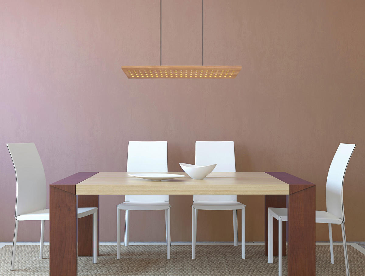 GLOBO LED-Pendelleuchte DOLORES 15770H dunkelbraun mattschwarz Holz Metall B/H/L: ca. 20x120x80 cm 1.0 Brennstellen DOLORES - dunkelbraun/mattschwarz (80,00/20,00/120,00cm) - GLOBO