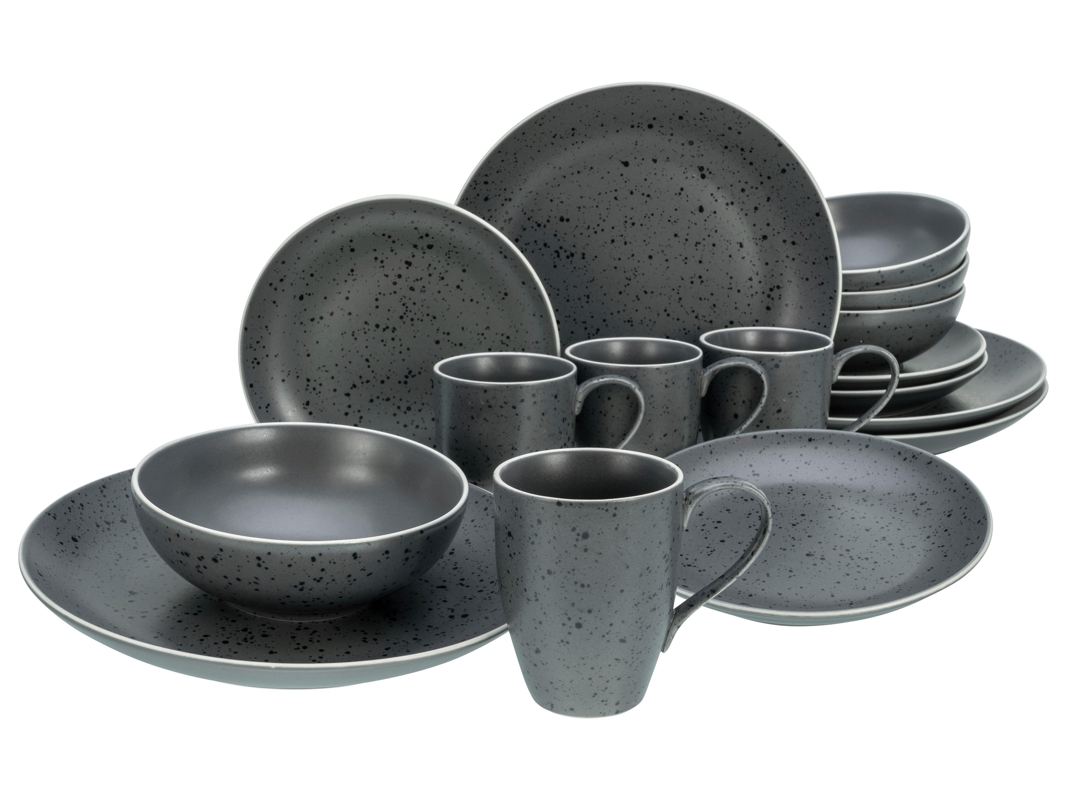 CreaTable Kombiservice INDUSTRIAL CHIC anthrazit Steinzeug 16 tlg. INDUSTRIAL CHIC - anthrazit - CreaTable