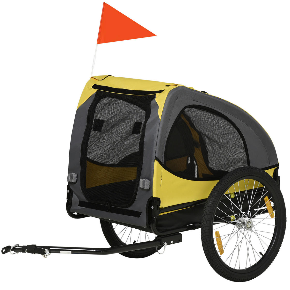 PawHut Hundeanhänger gelb Polyester-Mischgewebe B/H/L: ca. 71x83x140 cm Hundeanhänger - gelb (140,00/71,00/83,00cm) - PawHut