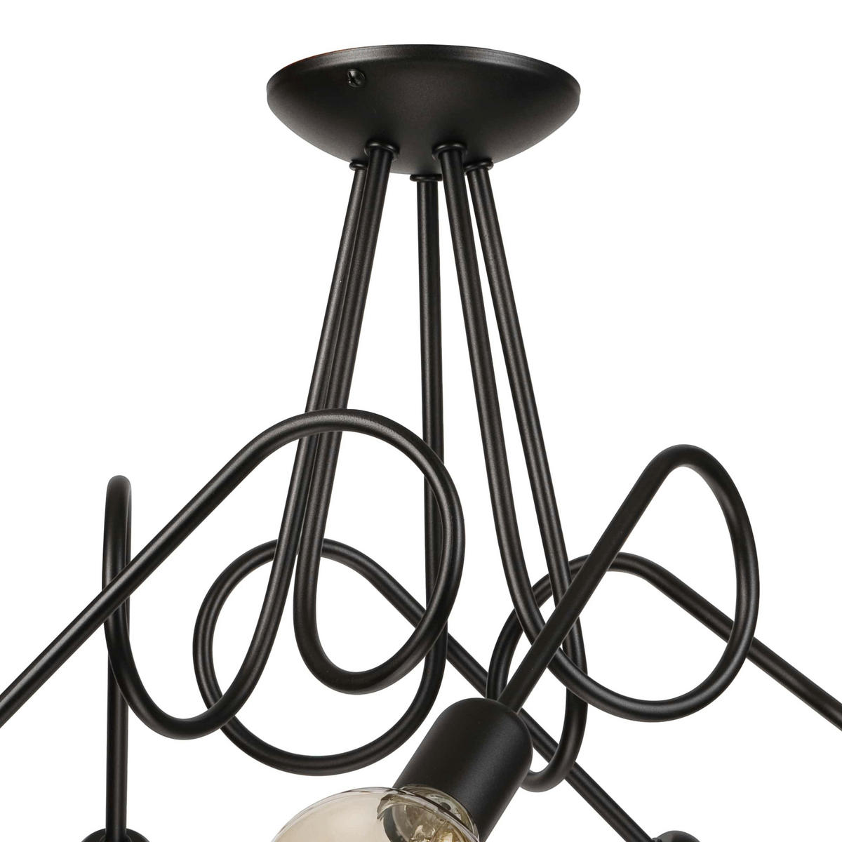 Lamkur Kronleuchter schwarz Stahl B/H/L: ca. 39x54x54 cm E27 5 Brennstellen Lizzy - schwarz (54,00/39,00/54,00cm) - Lamkur