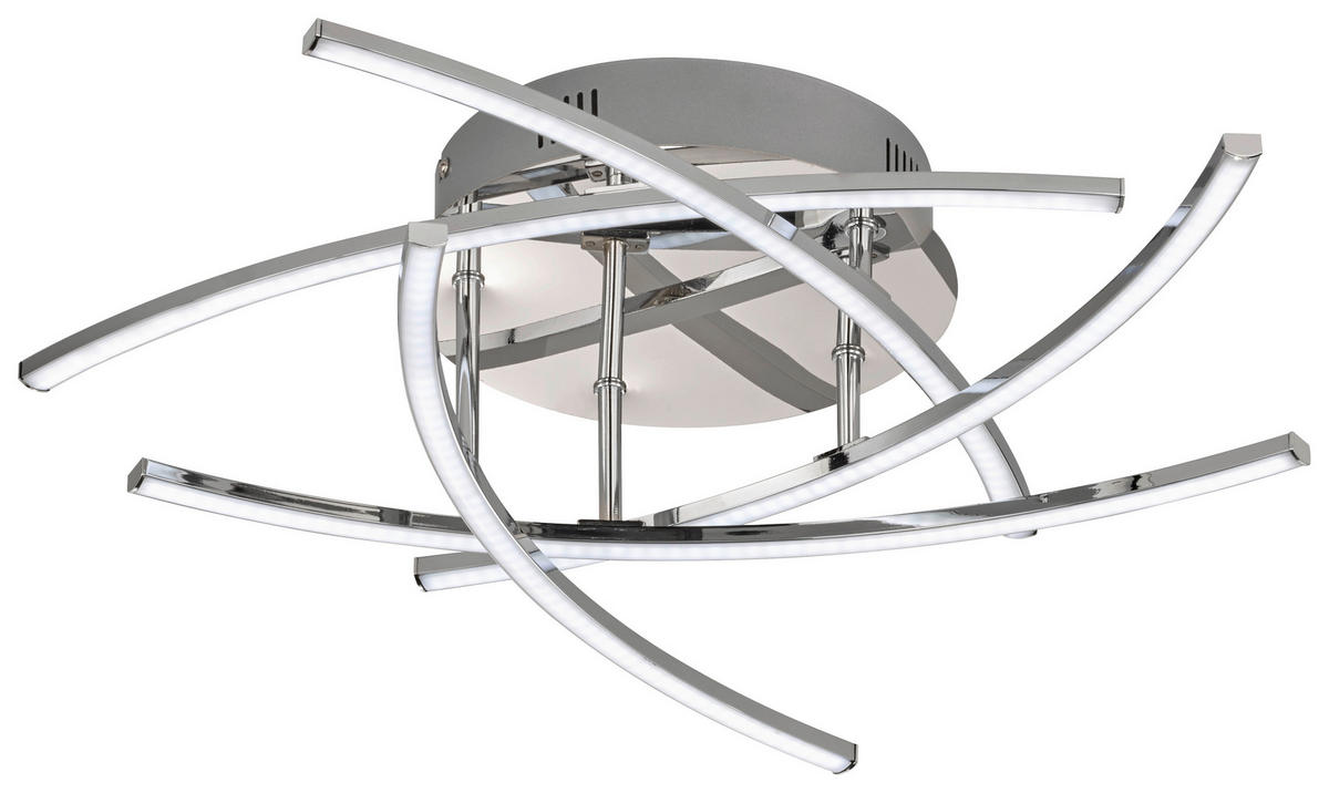 Fischer & Honsel LED-Deckenleuchte 20108 Chrom weiß Acryl Metall H/D: ca. 16x50 cm 5 Brennstellen Cross TW - weiß/Chrom (50,00/16,00cm) - Fischer & Honsel