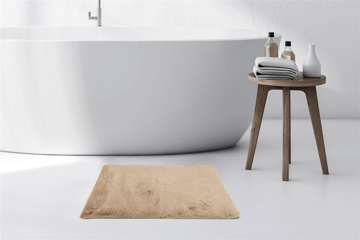 Kayoom Hochflorteppich Badematte Rabbit 425 beige B/H/L: ca. 40x3,5x60 cm Badematte Rabbit 425 - beige (60,00/40,00/3,50cm) - Kayoom