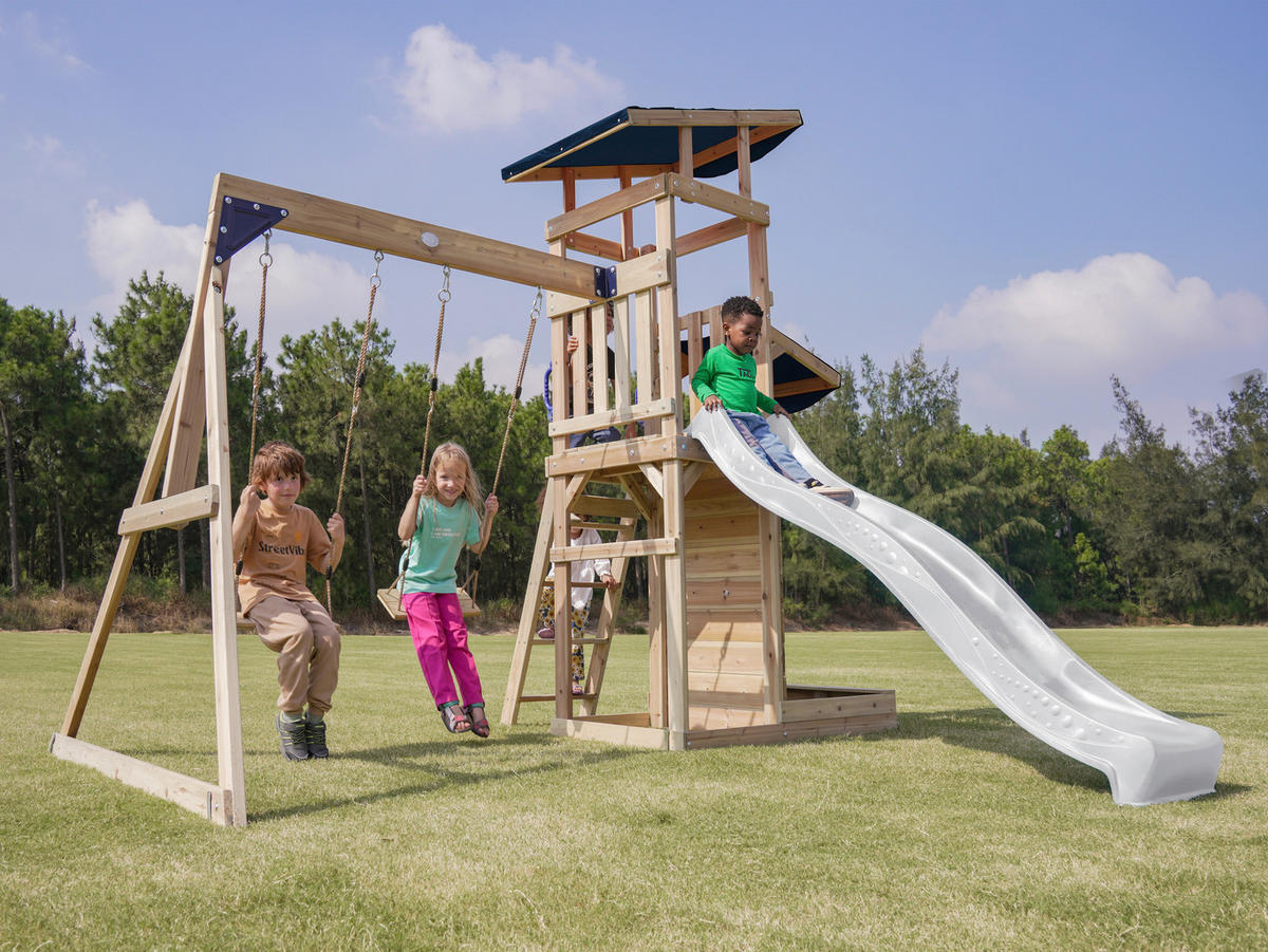 AXI Spielturm Malik weiß B/H/L: ca. 345x270x336 cm Malik - braun/weiß (336,00/345,00/270,00cm) - AXI