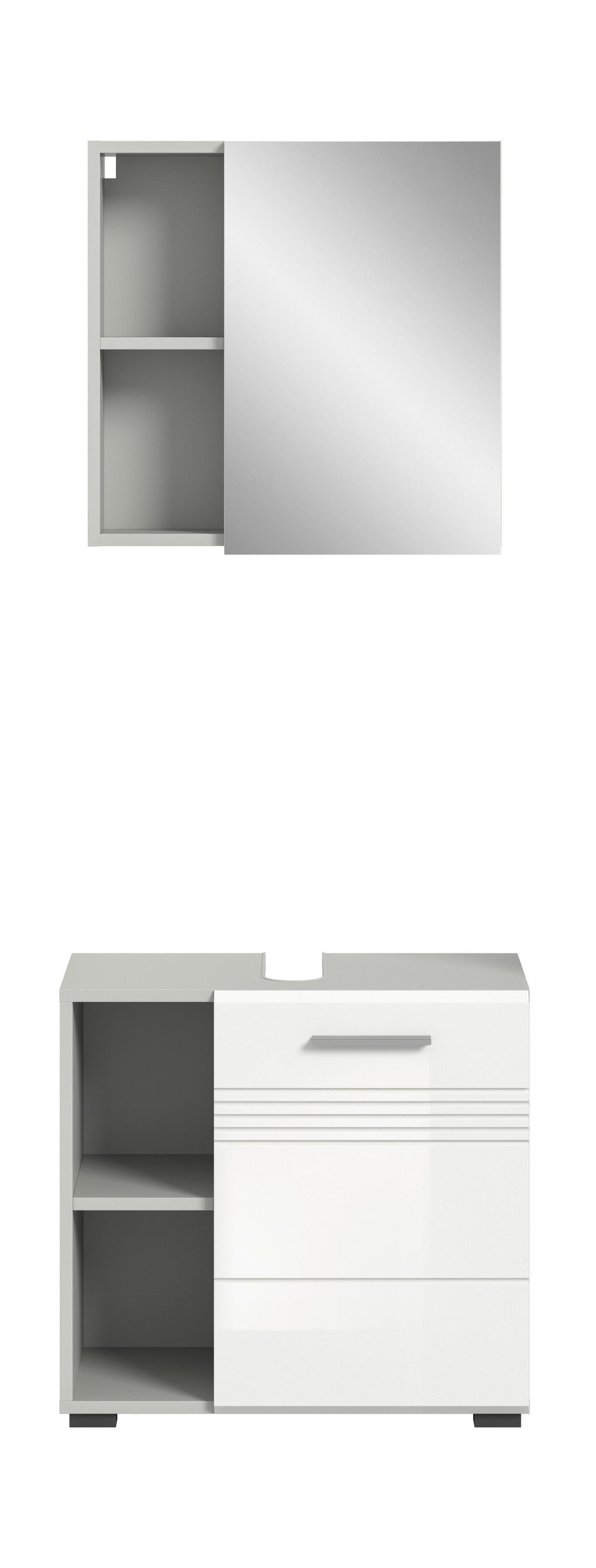 Badblock Copa hellgrau weiß Hochglanz B/H/T: ca. 60x190x32 cm Copa - hellgrau/weiß (60,00/190,00/32,00cm) - xonox.home