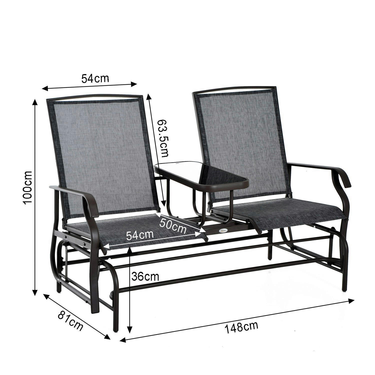 Outsunny Gartenbank grau Metall B/H/L: c...