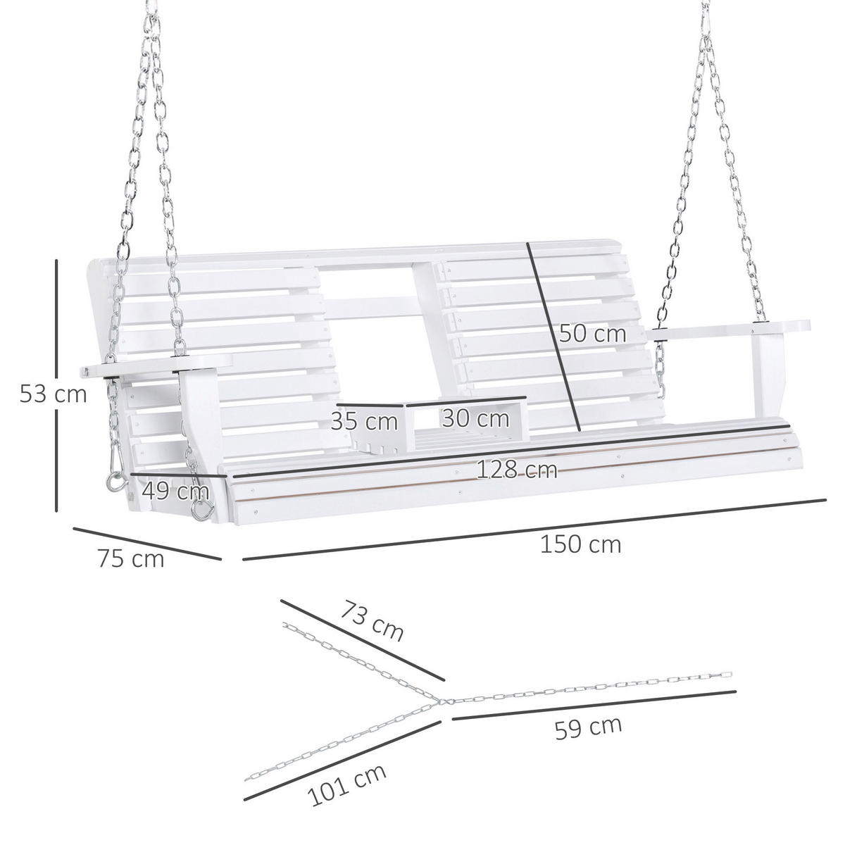 Outsunny Hängebank Hängebank - bunt (150,00/75,00/53,00cm) - Outsunny