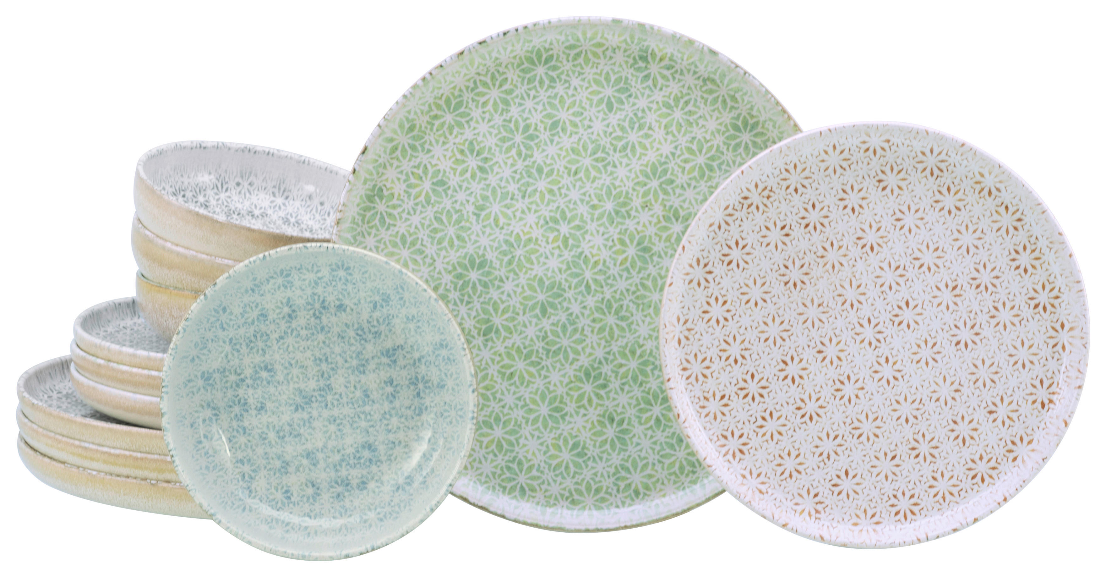 CreaTable Tafelservice Uno bunt Steinzeug 12 tlg. Uno - bunt - CreaTable