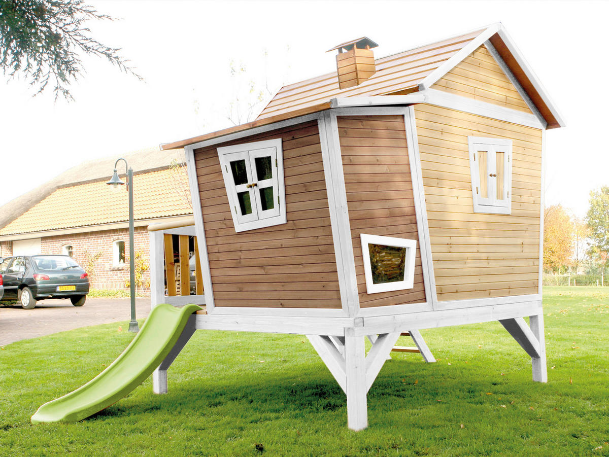 AXI Spielhaus Emma braun B/H/L: ca. 349x227x193 cm Emma - braun/weiß (193,00/349,00/227,00cm) - AXI