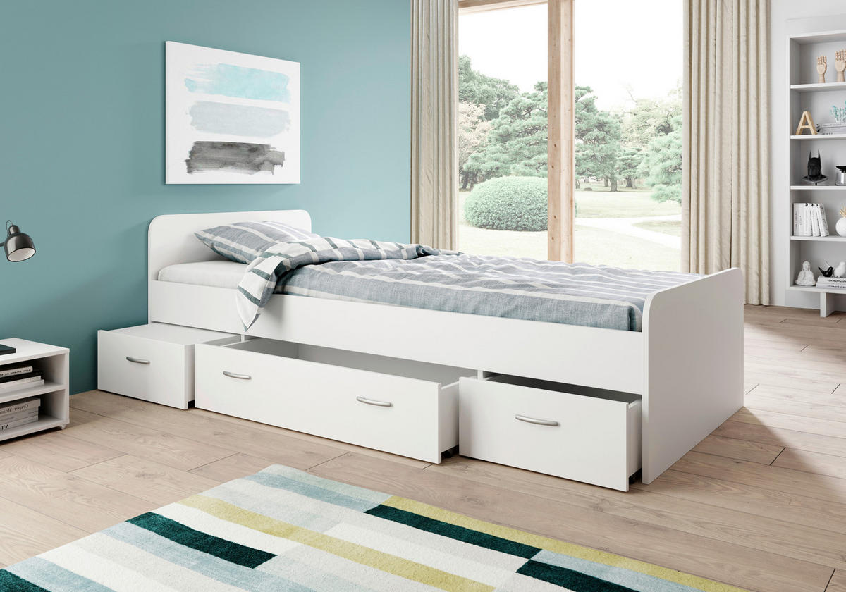 Jugendbett weiß Liegefläche B/L: ca. 90x200 cm Boro_Jugendbett - weiß (90,00/200,00cm)