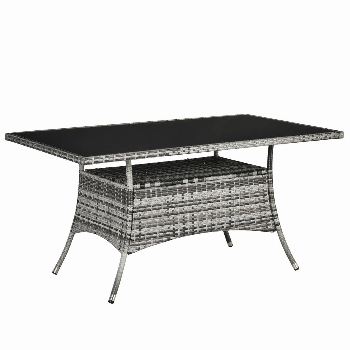 Outsunny Gartentisch grau Polypropylen B/H/L: ca. 85x150x74 cm Gartentisch - schwarz/grau (74,00/85,00/150,00cm) - Outsunny