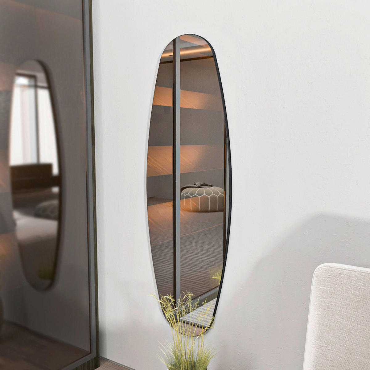 Wandspiegel Venti silber Optik Glas B/H/T: ca. 40x120x2,2 cm Venti - silber (40,00/120,00/2,20cm) - moebel17