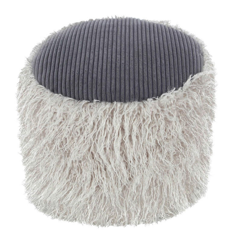 360 Living Hocker Bobtail 100 hellgrau dunkelgrau Kord Kunstfell Styropor H/D: ca. 38x45 cm Bobtail 100 - hellgrau/dunkelgrau (45,00/38,00cm) - 360 Living