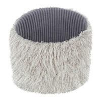 360 Living Hocker Bobtail 100 hellgrau dunkelgrau Kord Kunstfell Styropor H/D: ca. 38x45 cm Bobtail 100 - hellgrau/dunkelgrau (45,00/38,00cm) - 360 Living