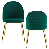 Stuhl 2er-Set grün gold Stoff Eisen B/H/T: ca. 53x86x50 cm 2er-Set - gold/grün (53,00/86,00/50,00cm) - Wohnling