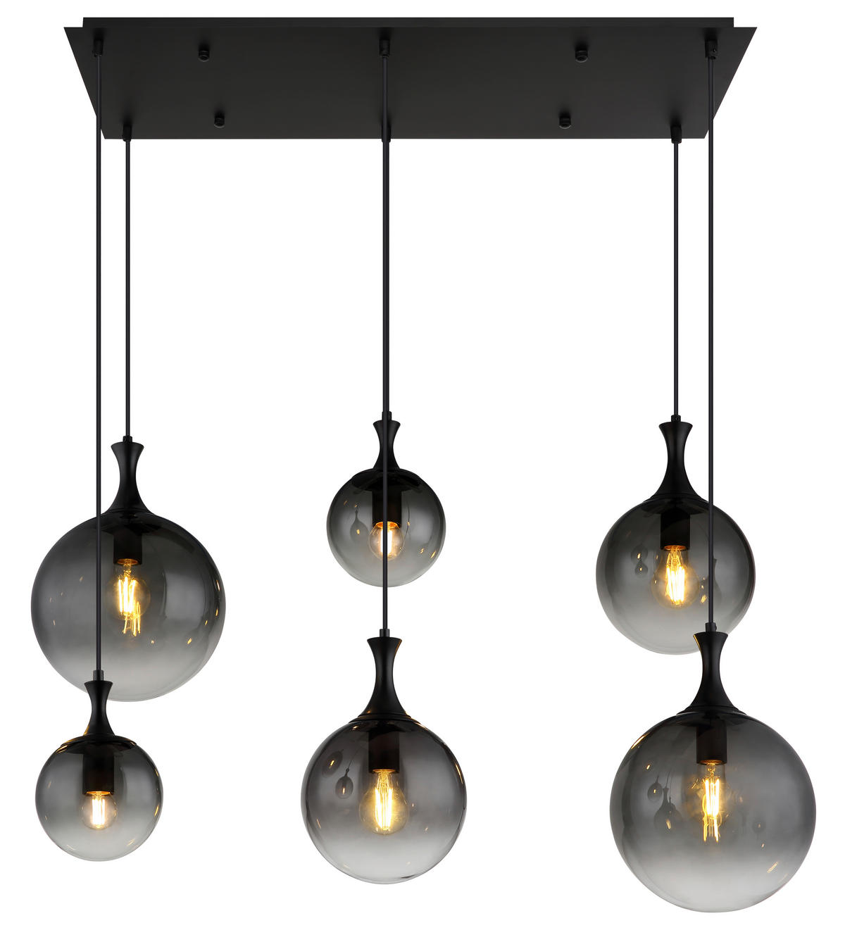 GLOBO LED Pendelleuchte Rauch mattschwarz Kunststoff Glas Metall B/H/T: ca. 97x141x48 cm 6.0 Brennstellen DALTON - mattschwarz/Rauch (97,00/141,00/48,00cm) - GLOBO