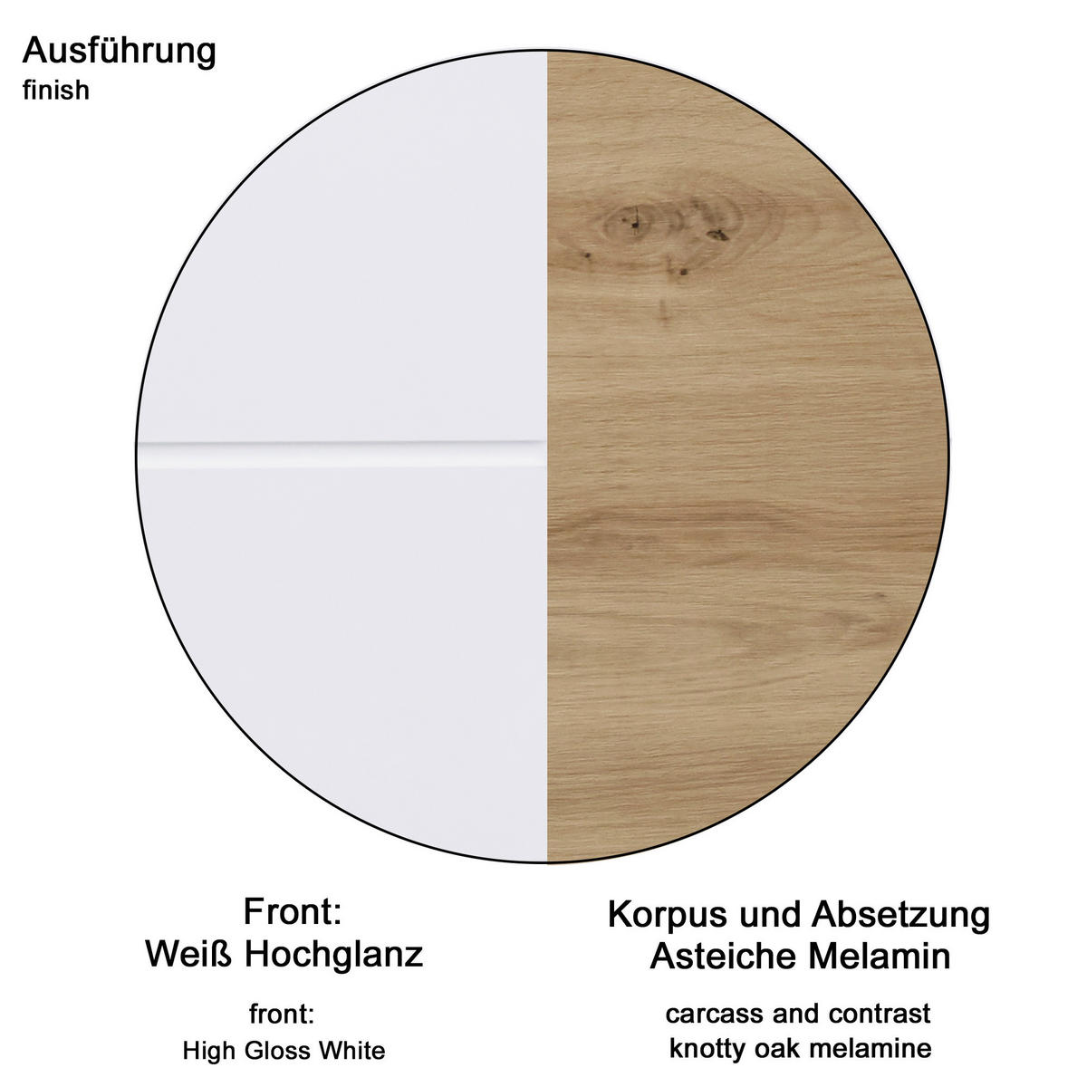 Stauraumelement Amanda weiß Hochglanz Asteiche Nachbildung B/H/T: ca. 37x77x23 cm Amanda - weiß (37,00/77,00/23,00cm) - Trendteam