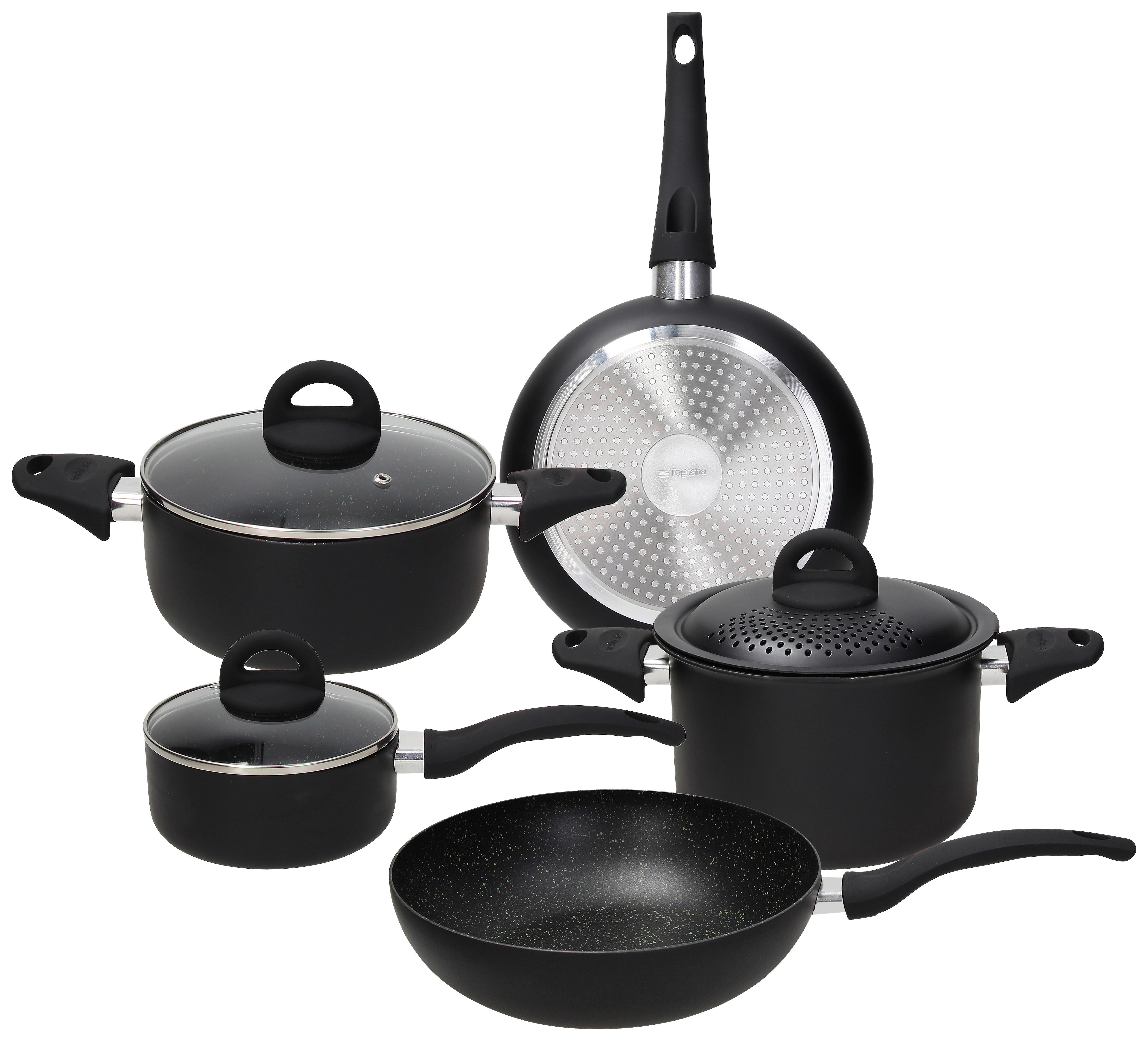 TOGNANA Topfset Grancucina Rock Black schwarz Aluminium 8 tlg. Grancucina Rock Black - schwarz - TOGNANA