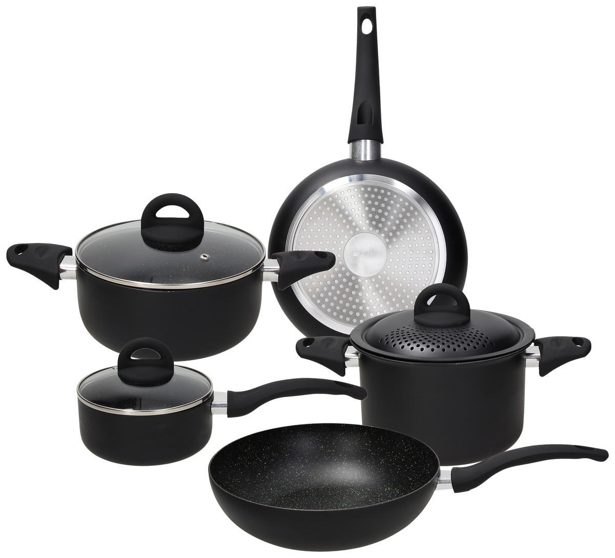 TOGNANA Topfset Grancucina Rock Black schwarz Aluminium 8 tlg. Grancucina Rock Black - schwarz - TOGNANA