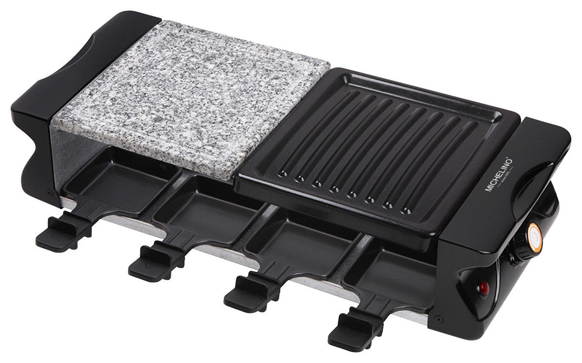 MICHELINO Raclette 74838 schwarz Metall Stein Kunststoff B/H/T: ca. 47x14x20 cm Raclettegrill 74383 - schwarz (47,00/14,00/20,00cm) - MICHELINO