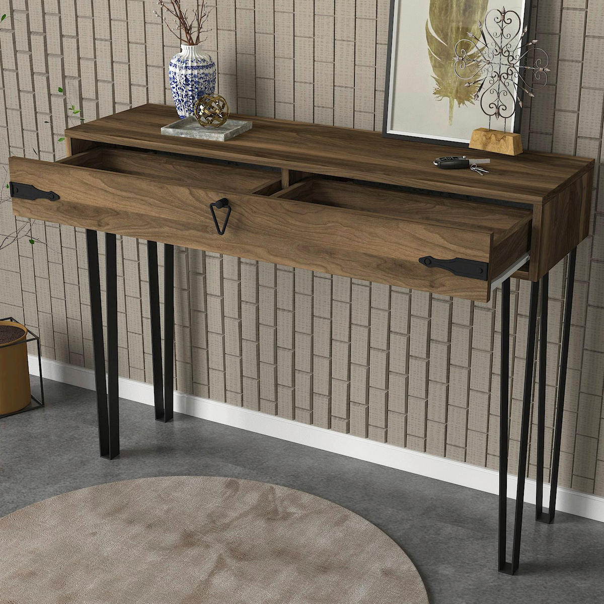 Konsolentisch Genova walnuss Nachbildung Spanplatte B/H/T: ca. 120x90x35 cm Genova - walnuss (120,00/90,00/35,00cm) - moebel17