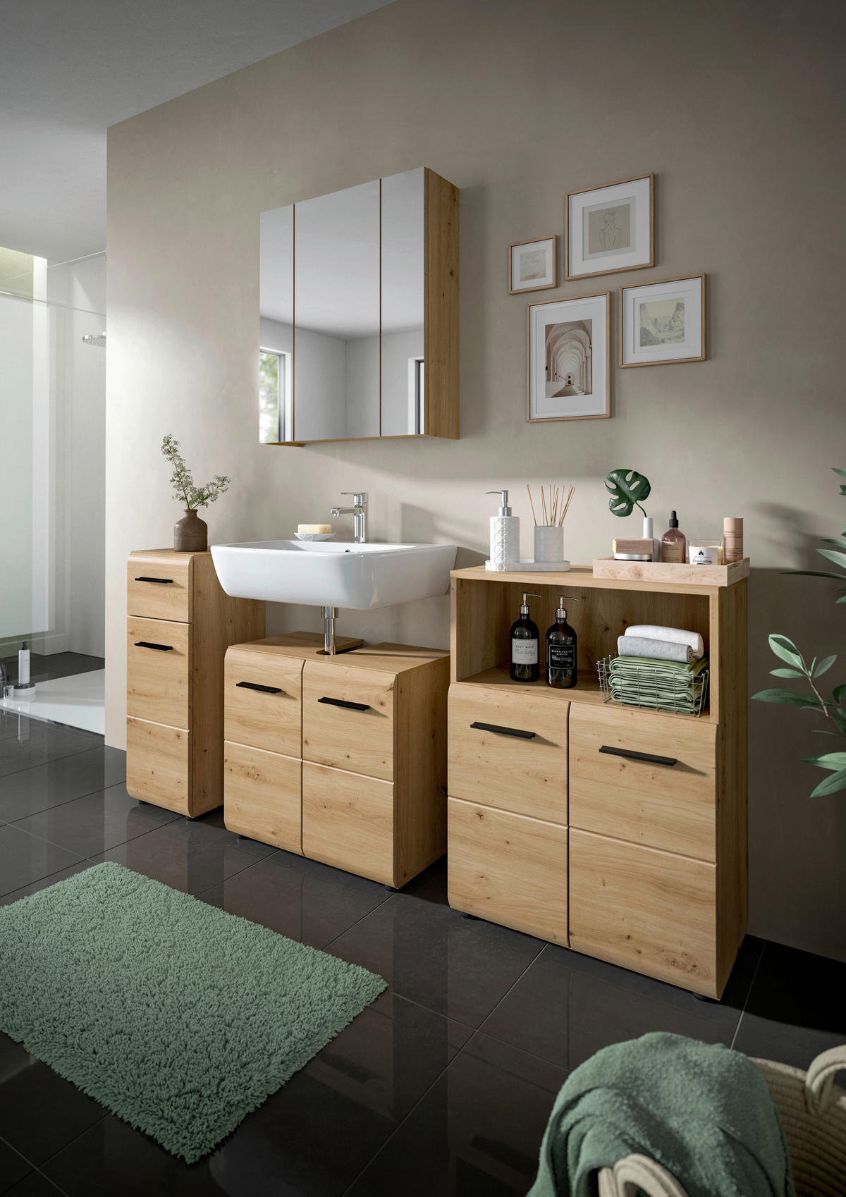 Schrank Ice Artisan Oak Nachbildung B/H/T: ca. 30x80x30 cm Ice - (30,00/80,00/30,00cm) - xonox.home