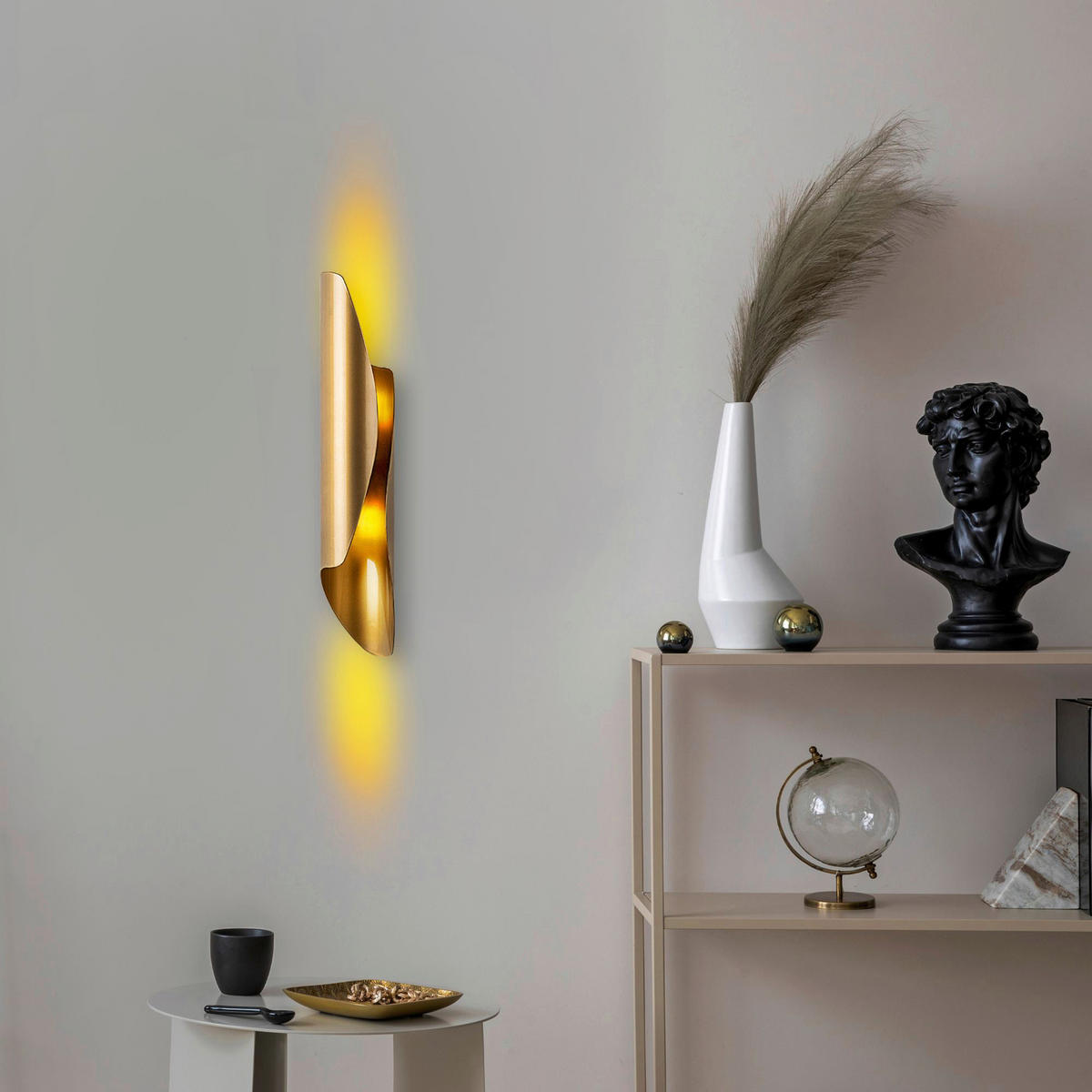 Opviq Wandleuchte gold Metall B/H/L: ca. 40x11x8 cm G9 2 Brennstellen Flare - gold (8,00/40,00/11,00cm) - Opviq