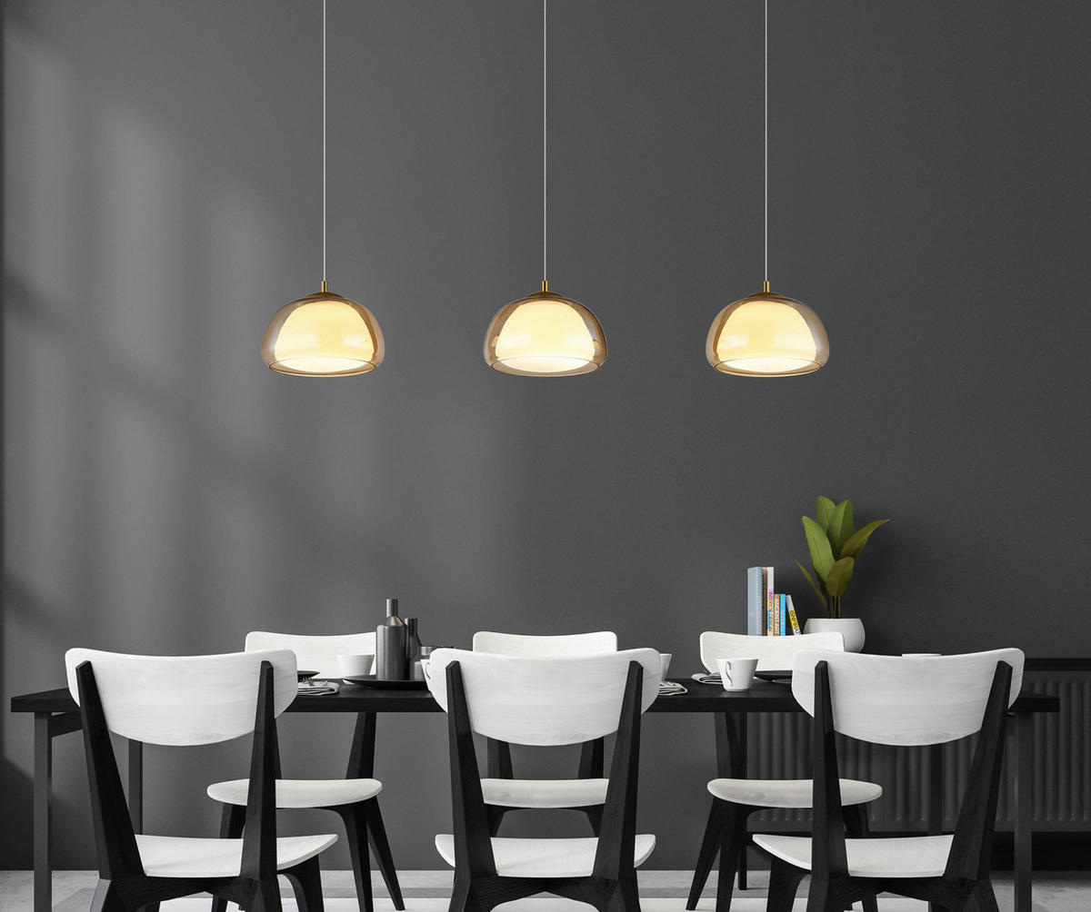 GLOBO Hängeleuchte gold Metall Glas B/H/L: ca. 36x21x101 cm Hängeleuchte-Avila - gold (101,00/36,00/21,00cm) - GLOBO