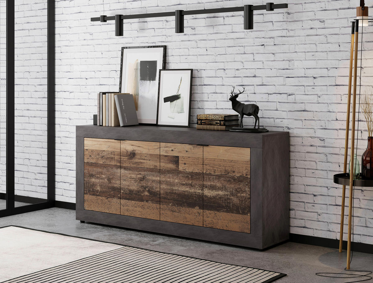 Kommode LUNEA Eiche Matera Nachbildung Eiche Old Wood Nachbildung B/H/T: ca. 180x86x41,7 cm LUNEA - Eiche (180,00/86,00/41,70cm) - WIPMEB