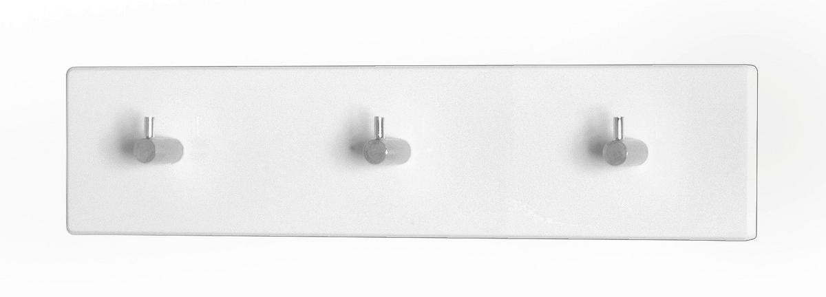 Garderobenleiste  weiß hochglänzend B/H/T: ca. 34x8x5 cm Eddy_3_Garderobenleiste 42356 - weiß/Chrom (34,00/8,00/5,00cm)