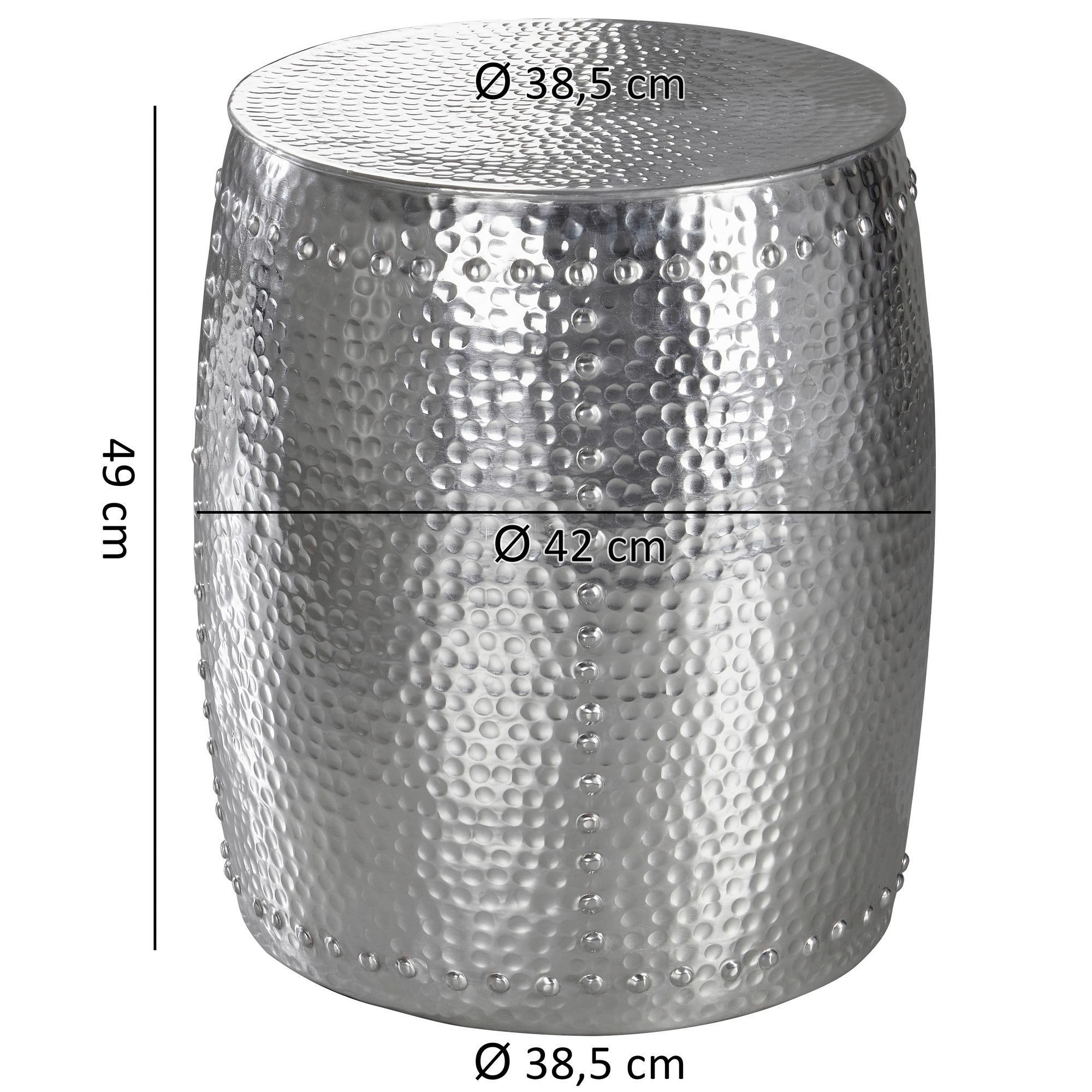 Beistelltisch silber Aluminium B/H/T: ca. 42x49x42 cm Beistelltisch - silber (42,00/49,00/42,00cm) - Wohnling