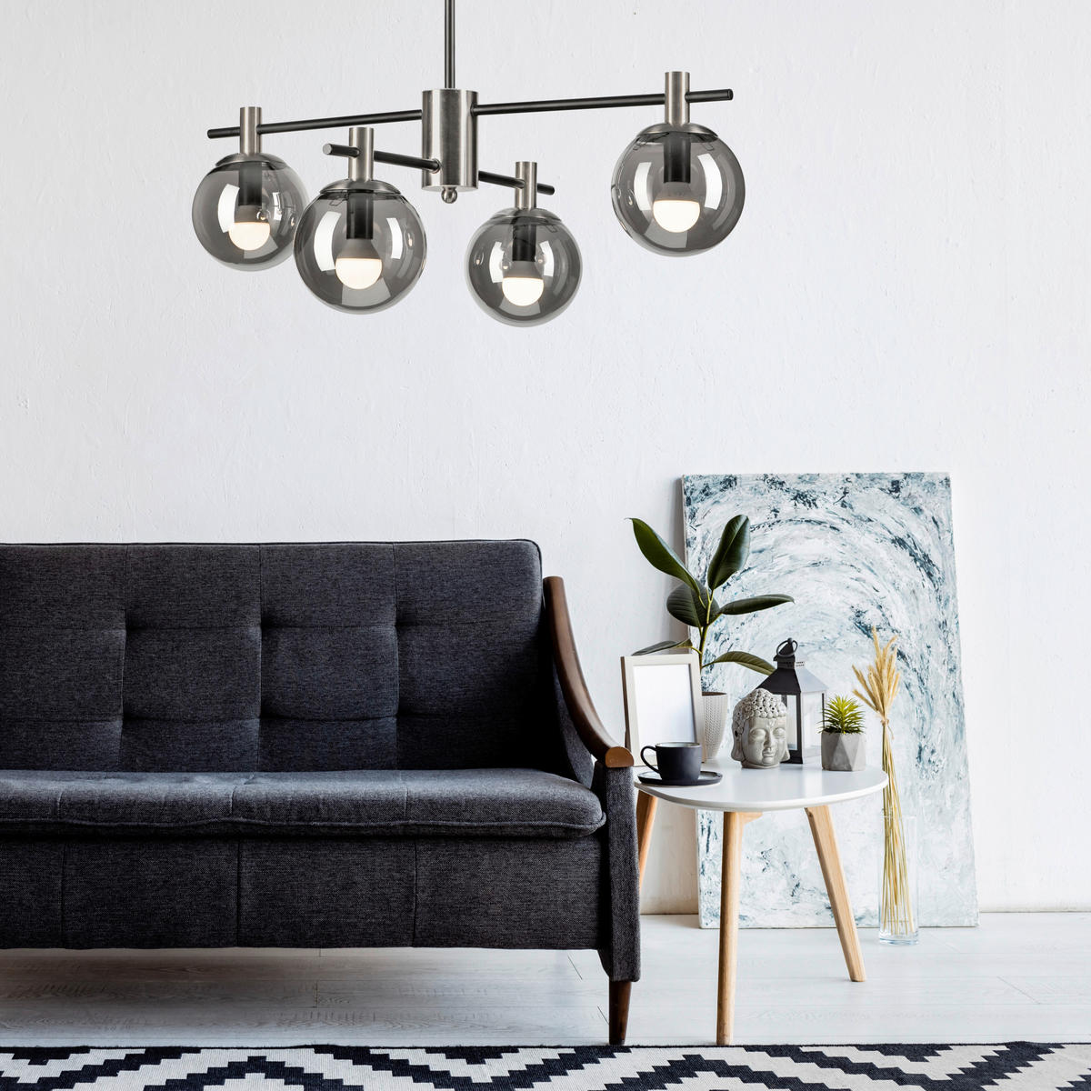 Lamkur Deckenleuchte Chrom Glas Stahl B/H/L: ca. 61x53x61 cm E14 4 Brennstellen LILOU - Chrom (61,00/61,00/53,00cm) - Lamkur