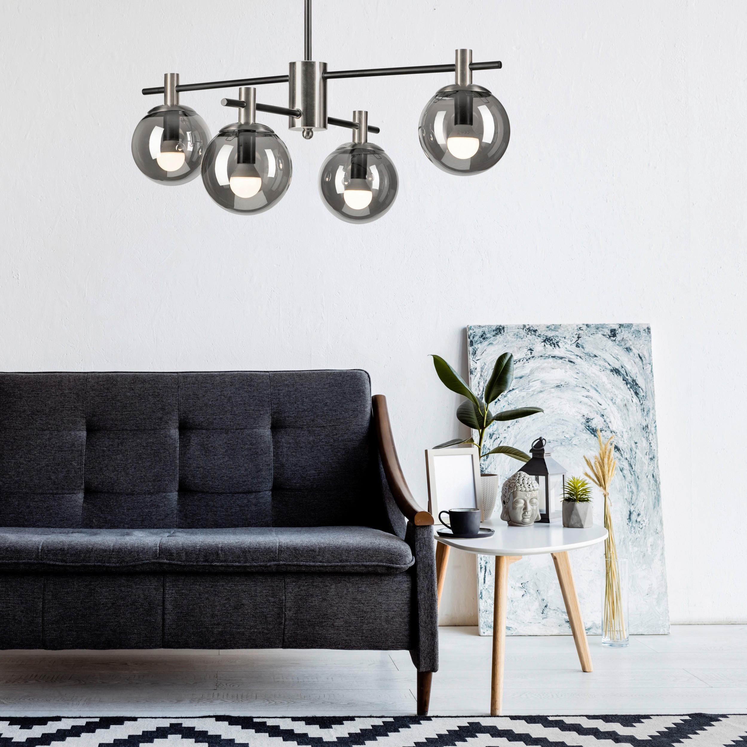 Thumbnail - Lamkur Deckenleuchte Chrom Glas Stahl B/H/L: ca. 61x53x61 cm E14 4 Brennstellen