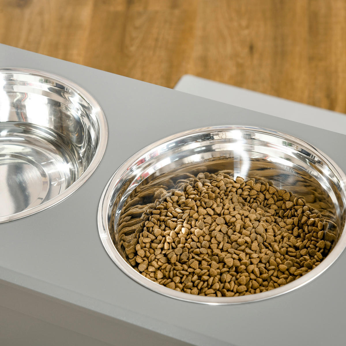 PawHut Tier-Zubehör grau Edelstahl B/H/L: ca. 30x60x41 cm Napf - grau (41,00/30,00/60,00cm) - PawHut