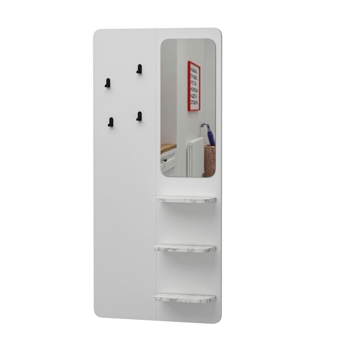 Garderobe Buket weiß Marmoroptik B/H/T: ca. 70x150x15 cm Buket - weiß/Marmoroptik (70,00/150,00/15,00cm) - moebel17