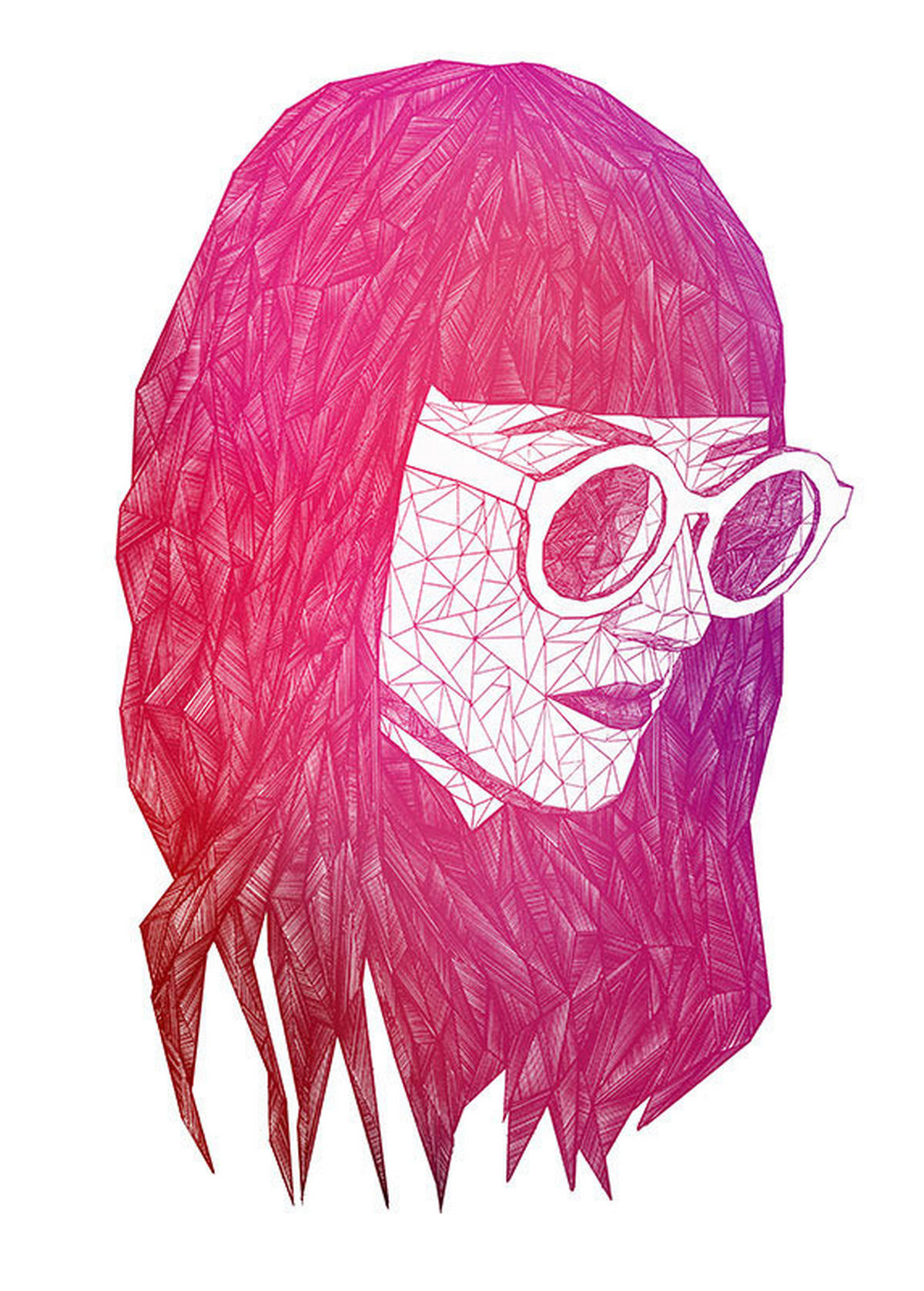 Komar Poster Grid Pink Girl B/L: ca. 50x70 cm Grid Pink - (50,00/70,00cm) - Komar