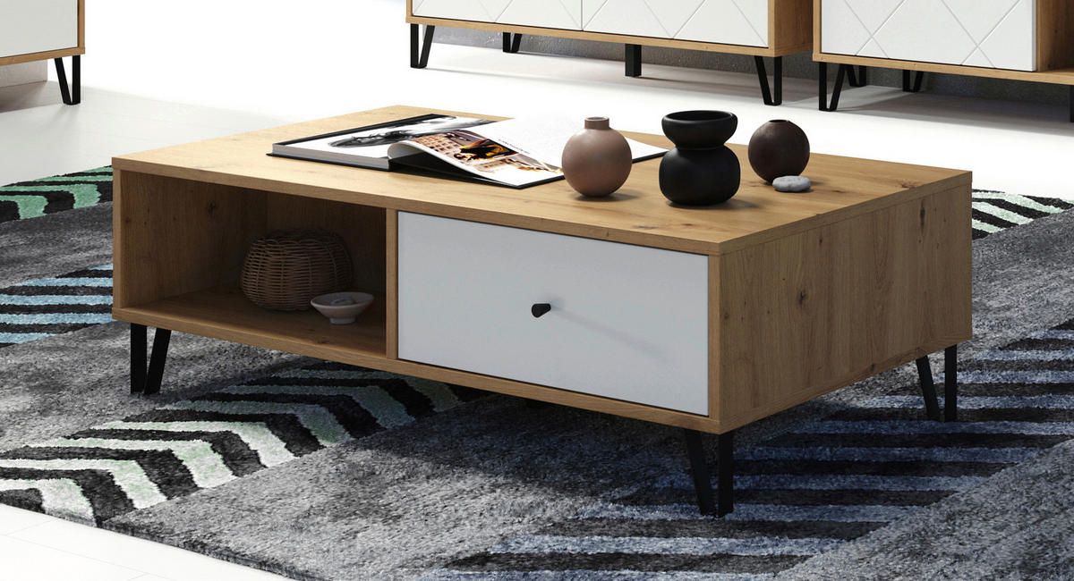 TV-Lowboard Touch Eiche Artisan Nachbildung weiß matt B/H/T: ca. 110x37x60 cm Touch - Eiche/weiß (110,00/37,00/60,00cm) - Trendteam
