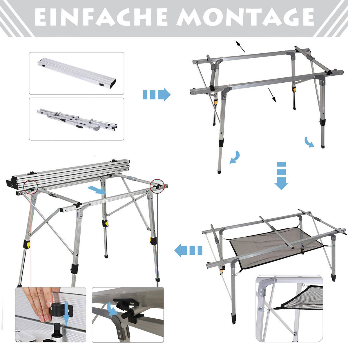 Outsunny Picknicktisch silber Aluminium B/H/L: ca. 70x73x120 cm Picknicktisch - silber (120,00/70,00/73,00cm) - Outsunny