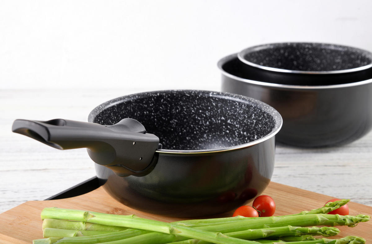 BERGNER Topfset Click & cook black schwarz Aluminium 4 tlg. Click & cook black - schwarz - BERGNER