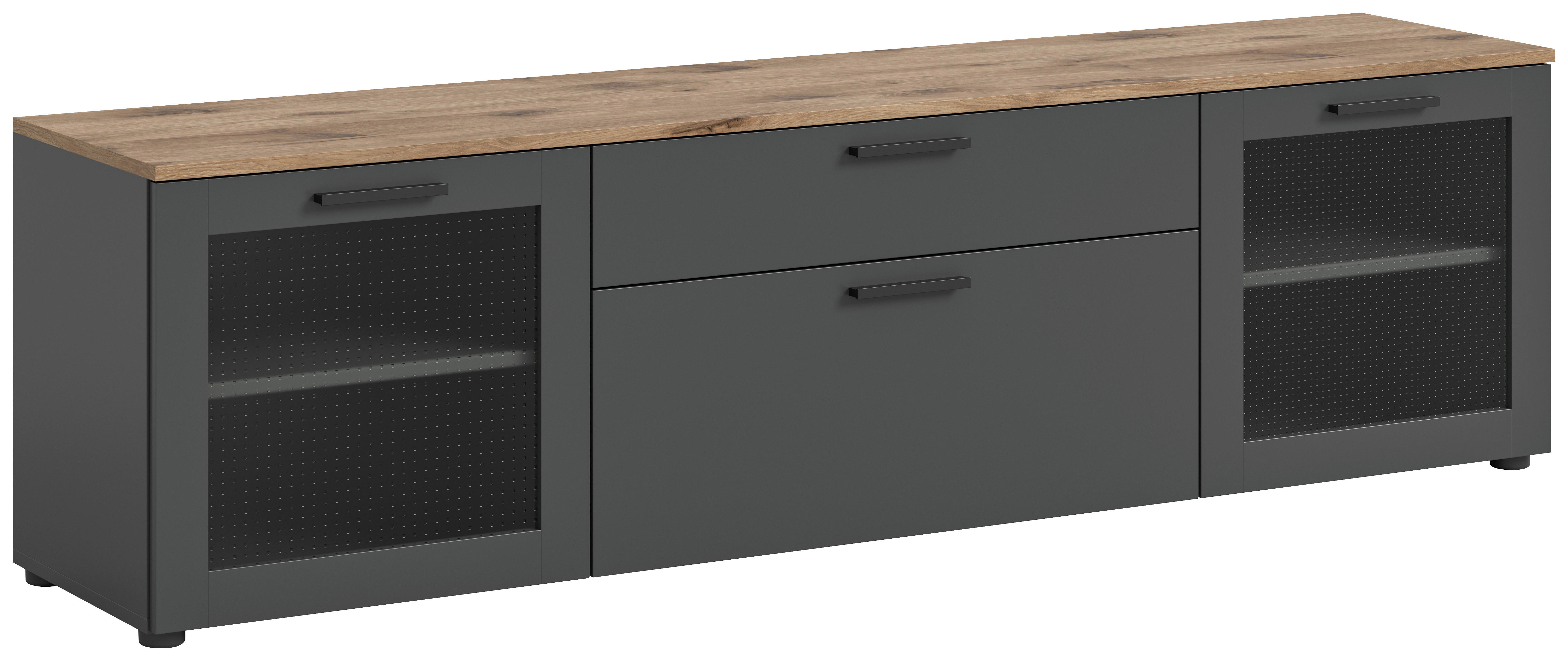 TV-Lowboard Niklas anthrazit Eiche Nox Oak Nachbildung B/H/T: ca. 185x52x40 cm Niklas - Eiche/anthrazit (185,00/52,00/40,00cm)