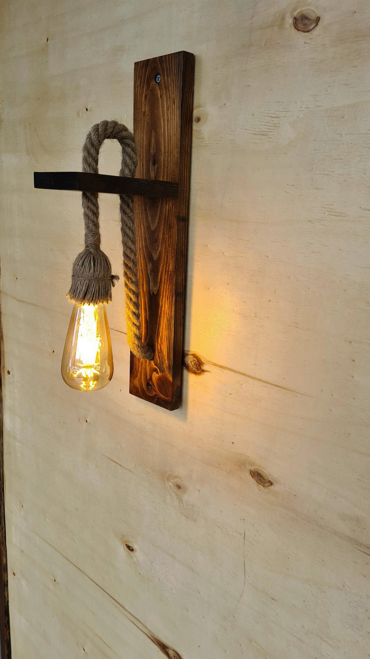 Opviq Wandleuchte nussbaum Kiefer B/H/T/L: ca. 45x17x9x45 cm E27 1 Brennstellen Ahsap Aplik 23 - nussbaum (45,00/45,00/17,00cm) - Opviq